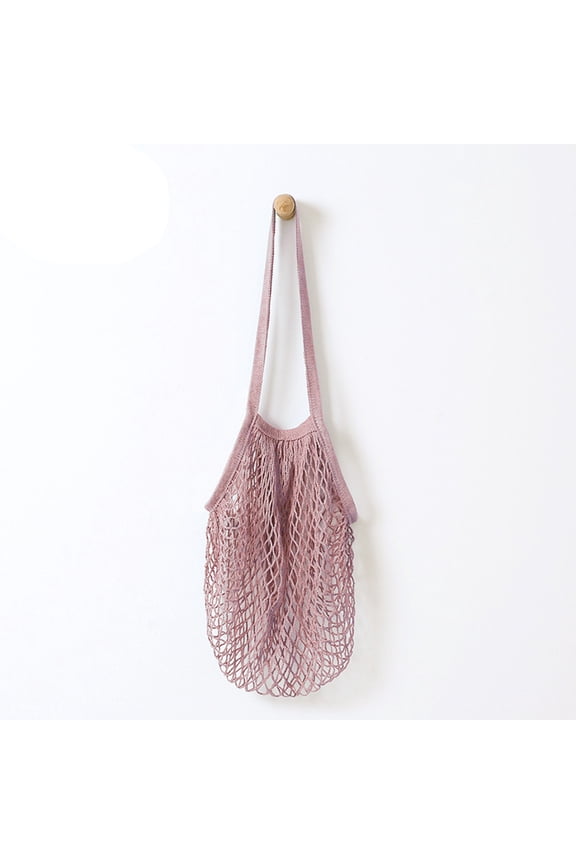 Clearance! FNGZ Storage Containers Reusable Fruit String Grocery Shopper Cotton Tote Mesh Woven Net Shoulder Bag Hot Pink