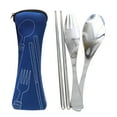 thumbnail image 1 of Clearance！FNGZ Tableware Portable Cutlery Set 3Pcs Stainless Steel Knife Fork Spoon Family Travel Camping Cutlery Dark Blue, 1 of 7