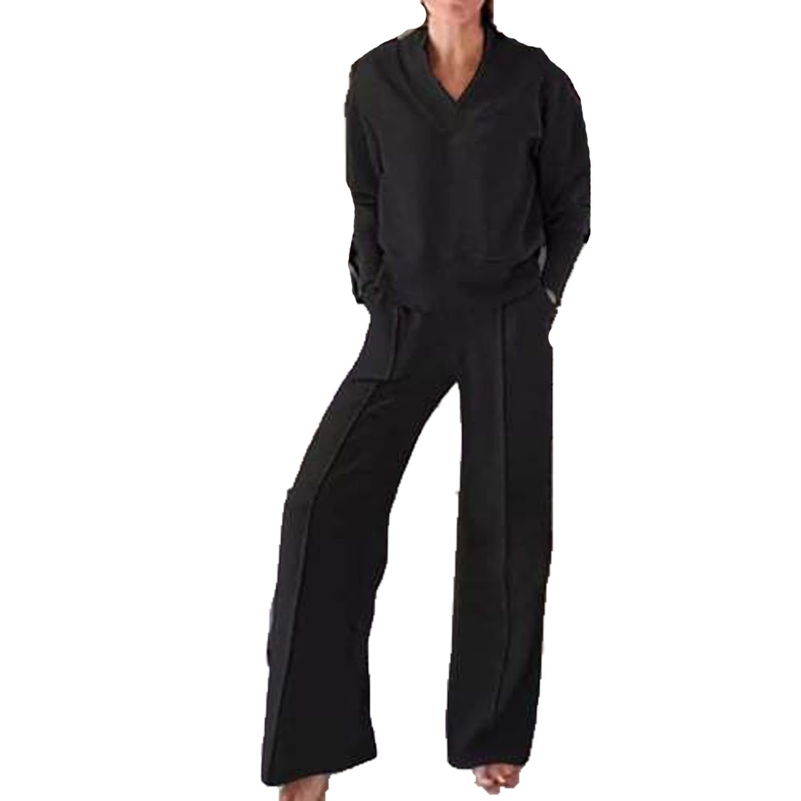 Full Size Half-Zip Sweatshirt and Wide-Leg Pants Set Plus Size main image 0