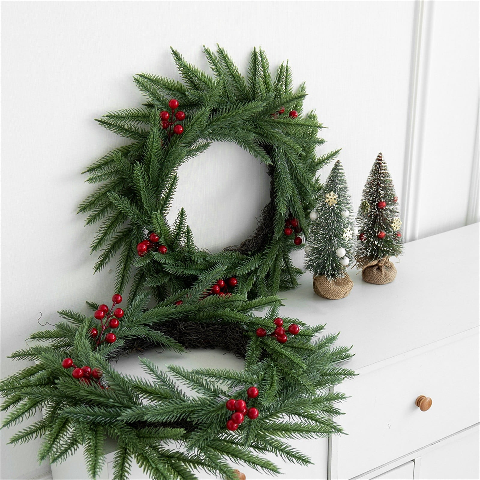 Clearance!FWOVF Simulation Threefork Pines Needle Red Fruit Garland