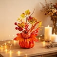 thumbnail image 1 of Clearance Fall Artificial Pumpkin Centerpiece, Sunflower Maple Berry Floral Arrangement, Table Mantel Decor for Thanksgiving, 1 of 5