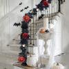 Clearance! Fall Black Maple Leaf Garland, 69In Pumpkin Wreath with Flowers,Faux Maple Leaves Autumn Home Decor,Thanksgiving Halloween Home Wedding Fireplace Porch Backdrop Decoration
