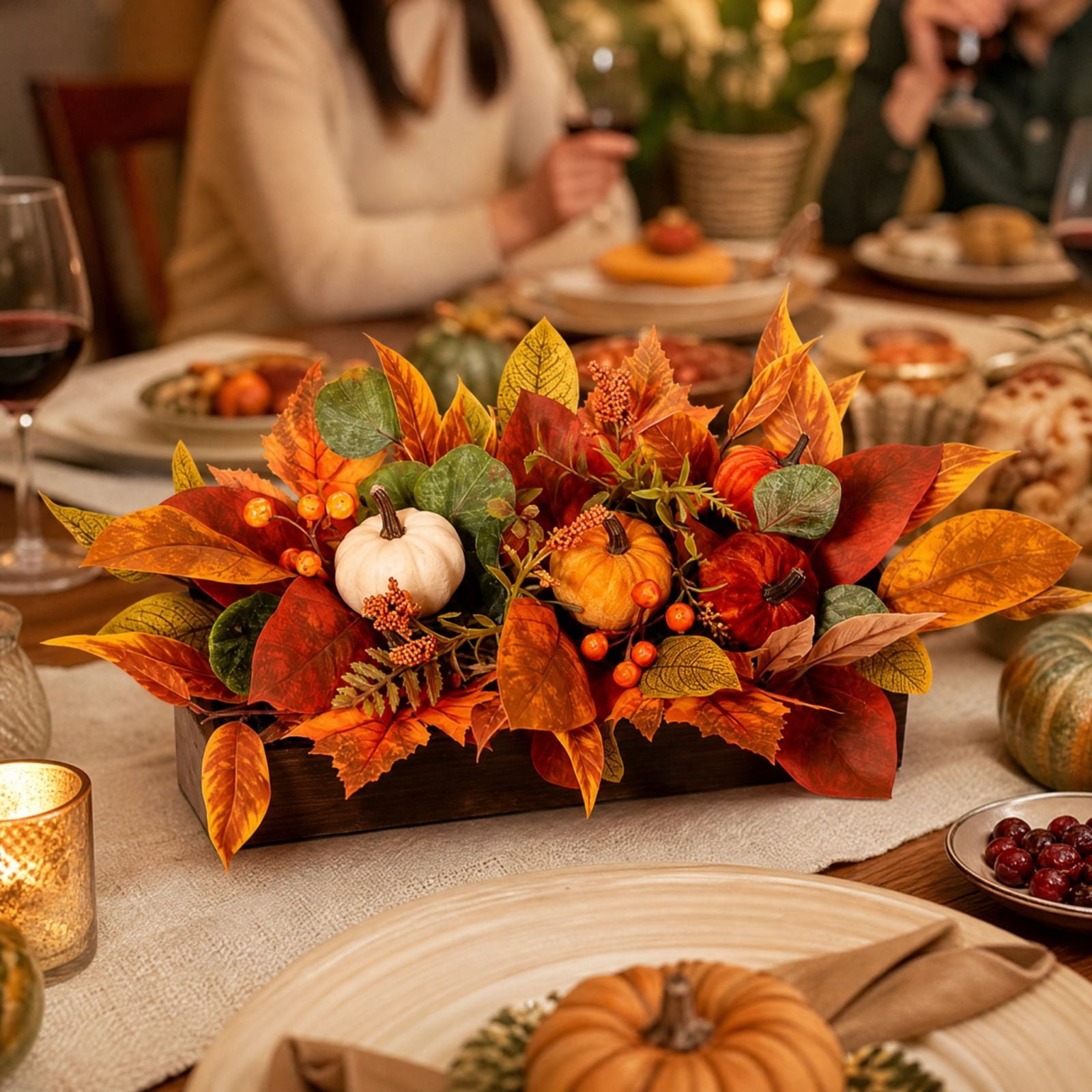 Clearance! Fall Decor Autumn Harvest Pumpkins Centerpiece - Artificial ...