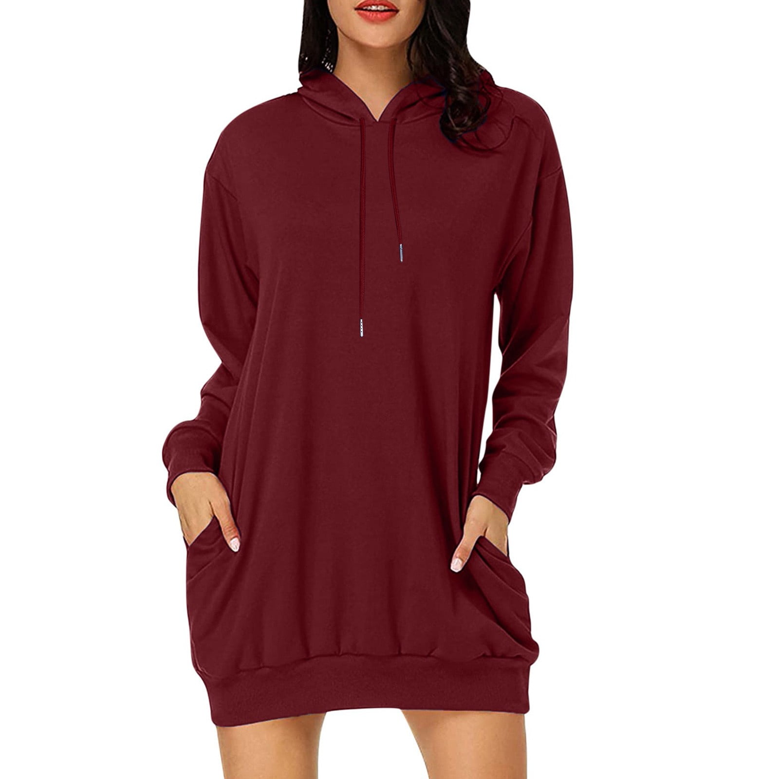 Clearance Fall Dresses Casual Women's Long-sleeved Pocket Pullover ...