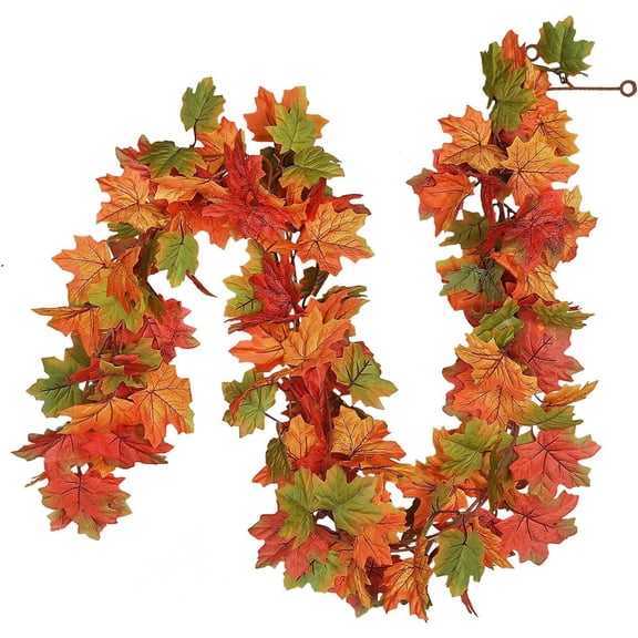 Clearance!Fall Maple Leaves Garland, Party Joy 5.6Ft Artificial Maple Leaf Autumn Garland Hanging Fall Vines Table Decorations for Thanksgiving Halloween Garland Front Door Decorations Fall Decor