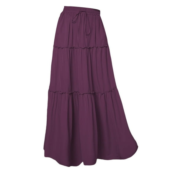 Clearance! Fall Plus Size Dresses For Women Plus Size Dresses For Curvy Women Fall Wood Ear Edge Layered Half Skirt European And American High Waist Elastic Dress