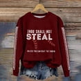 thumbnail image 1 of Clearance Fall Sweatshirts for Women Retro Baseball Thou Shall Not Steal Unless You Can Beat The Throw Print Sweatshirt, 1 of 4