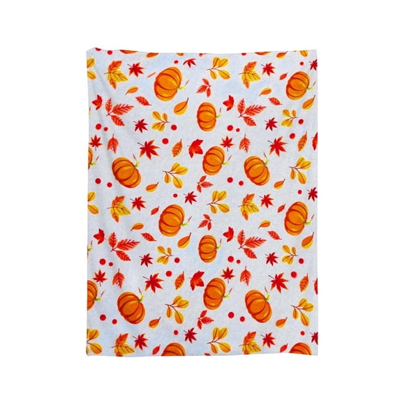 Hvmvliv Fall Throw Blanket Fleece Throw Blankets Pumpkin Maple Leaf Print Flannel Blanket Warm Cozy Warm Blanket for Couch Bed Fall Thanksgiving Decor(27.5x39.3in)