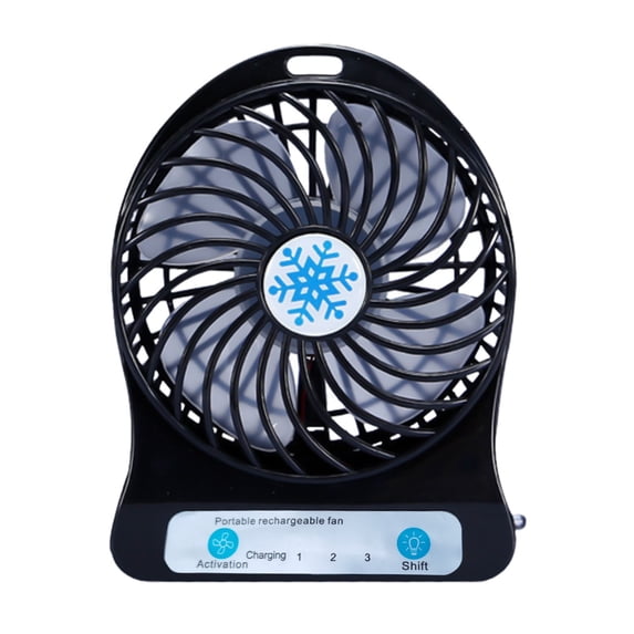 Hvmvliv Fan for Bedroom Portable Small Desk Fan Mute Snowflake Fan 3 Gear Wind Speed, 1200Mah Rechargeable Battery Operated Fan for Office, Bedroom Black