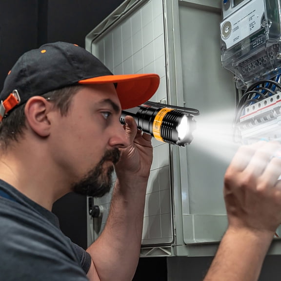 Clearance! Fanshiluo Flashlights-LED Strong Light Flashlight Charging Zoom 3 Mode With Tail Rope Household Flashlight