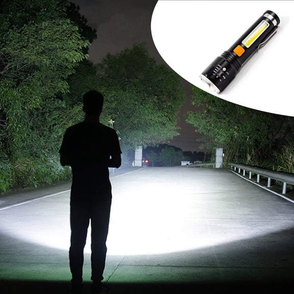 Clearance! Fanshiluo Flashlights-Outdoor Strong Light Long Range Aluminum Alloy USB Charging Emergency Side Lights Telescopic Zoom Flashlight