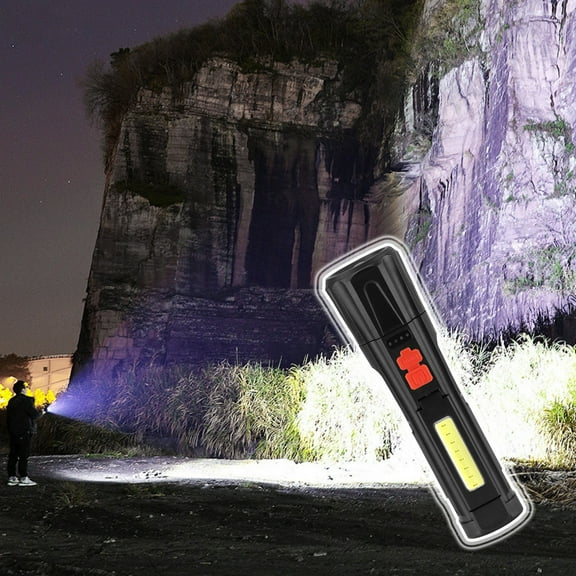 Clearance! Fanshiluo Side Light Bright Flashlight LED Outdoor Emergency Flashlight USB Rechargeable Telescopic Zoom Flashlightby