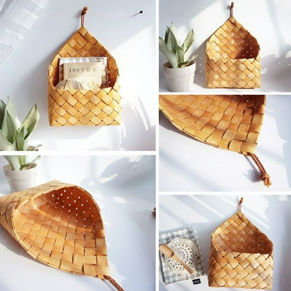 Clearance!!!Farmhouse Wall Decor Angled Braided Storage Organizer Basket Bin for Hanging in Entryway, Mudroom, Bedroom, Bathroom, Laundry Room(11.5X8X5inch)