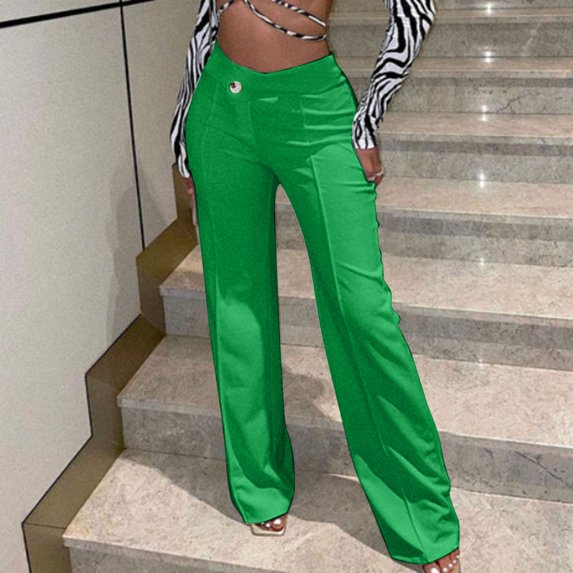 Clearance Fashion Ladys High Waisted Pants Fashion Women Comfortable Solid Color Leisure Pants High Waist Pants