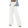 thumbnail image 1 of Tbopshirt Fashion Ladys High Waisted Pants Women's Loose Wide Leg Pants Cotton Linen Trousers Straight Pants Casual Pants, 1 of 4