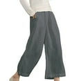 thumbnail image 1 of Clearance Fashion Ladys High Waisted Pants Women's Multiple Solid Color Cotton Linen Loose Casual Wide Leg Capris, 1 of 5