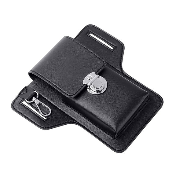 Clearance!Fashion Multifunctional Men's Waist Bag, PU Leather Cell Phone Pouch Phone Holsters for Belt with EDC Pockets and Key Ring, for Cellphone of 6.9 Inches and Below (Black)