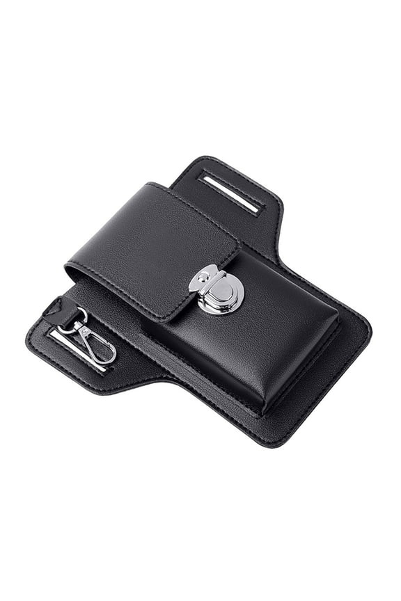 Clearance!Fashion Multifunctional Men's Waist Bag, PU Leather Cell Phone Pouch Phone Holsters for Belt with EDC Pockets and Key Ring, for Cellphone of 6.9 Inches and Below (Black)