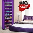 thumbnail image 1 of Clearance! Fashionable Room-saving 9 Lattices Non-woven Fabric Shoe Rack Purple, 1 of 5