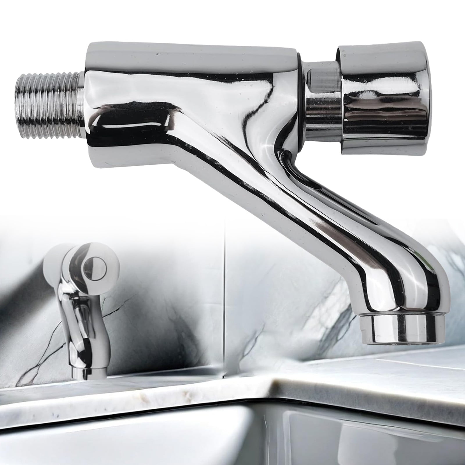 Basin Sink Faucet Push Button Design Water Saving Rugged Reliable Time Delay Faucet For Home Single Cold