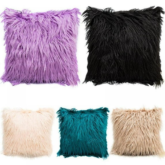 Clearance Faux Fur Pillow Covers Throw Pillows Cases, Luxury Series Plush Cushion Case Mongolian Style, 18 x 18 inches 45 x 45 cm