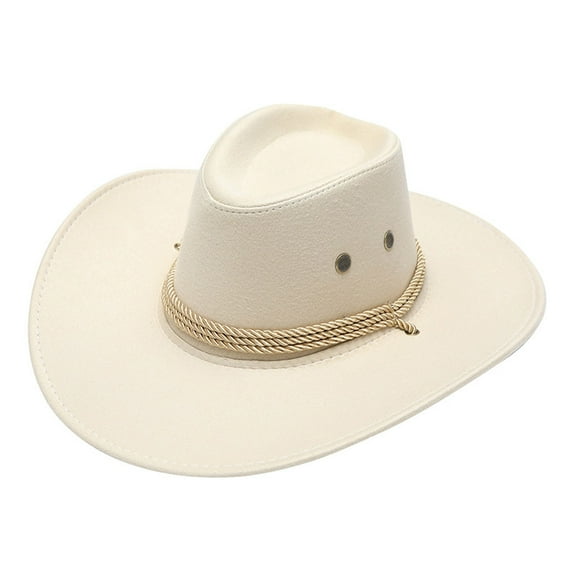 Clearance! Fdelink Adult Casual Solid Summer Western Fashion Cowboy Sun Hat Wide Brim Travel Sun Cap Adult Hat (Beige)