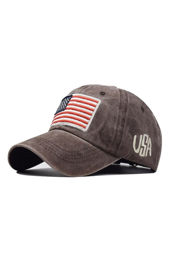 Clearance! Fdelink Adult Classic American Flag Washed Old Letter American Sunshade Baseball Cap Fashion Cap (Coffee)
