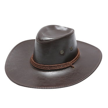 Clearance! Fdelink Adult Sun Protection Solid Fashion Western Cowboy Hat Leather Windproof Hat, Adult Hat (Coffee)