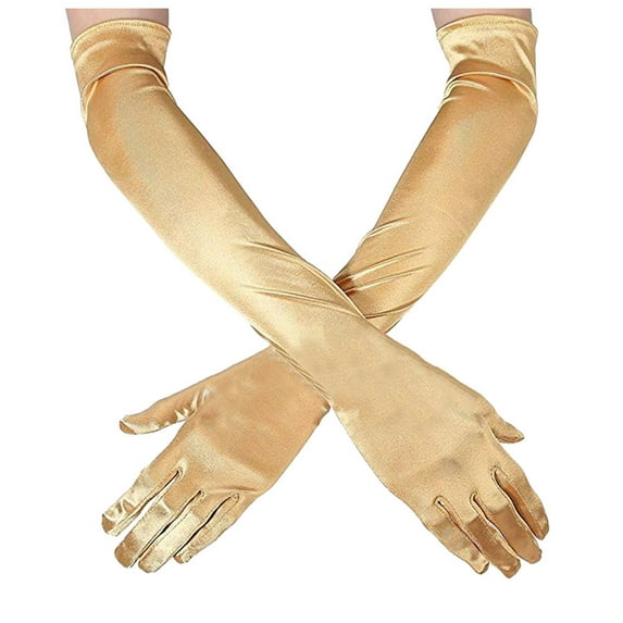 Clearance! Fdelink Adult Women Gloves Long Evening Performance Wedding Dress Gloves Long Sleeve Gloves (Gold)
