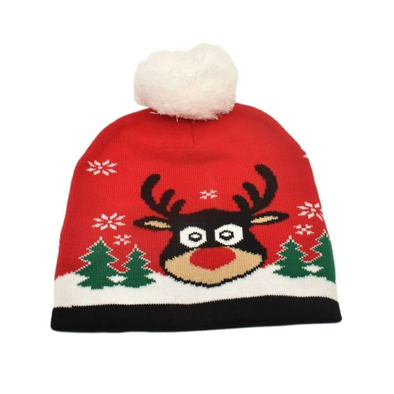Clearance! Fdelink Beanie Hat Christmas Hat Christmas Winter Hats for Men Women Soft Warm Knit Hat Ski Stocking Cuffed Cap
