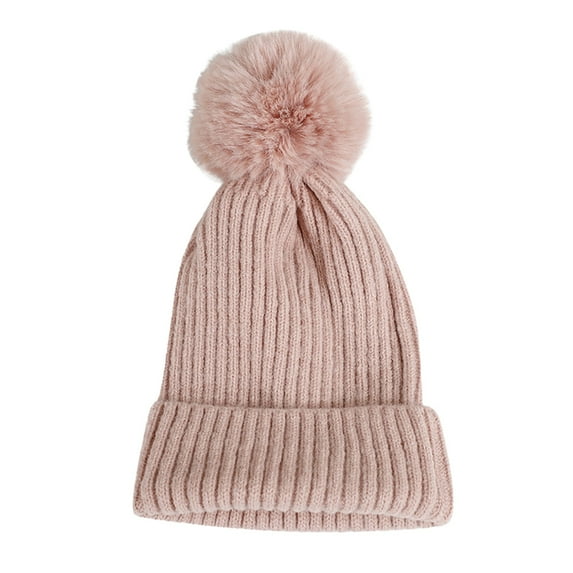 Clearance! Fdelink Beanie Hat Winter Hats All Girls Boys Winter Hats Fleece Warm Thick Fashion Knitted Hat Pink