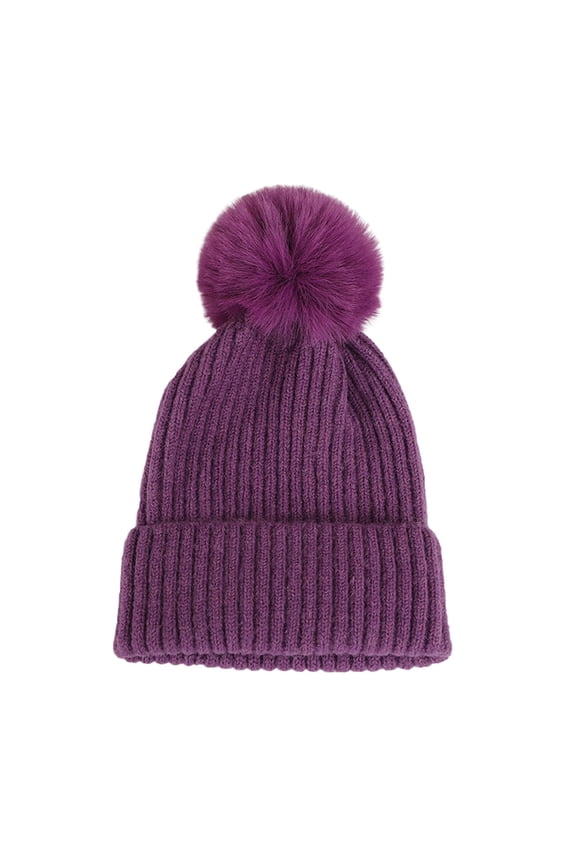 Clearance! Fdelink Beanie Hat Winter Hats All Girls Boys Winter Hats Fleece Warm Thick Fashion Knitted Hat Purple