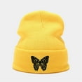 thumbnail image 1 of Clearance！Fdelink Beanie Hat Winter Hats Butterfly Embroidery Knitted Hat Pullover Cap Outdoor Wild Warm Woolen Hat llow, 1 of 1