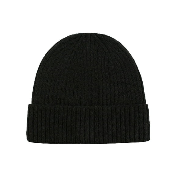 Clearance! Fdelink Beanie Hat Winter Hats Hot Soft Yarn Custom Plain Cuff Knit Winter Hat Black