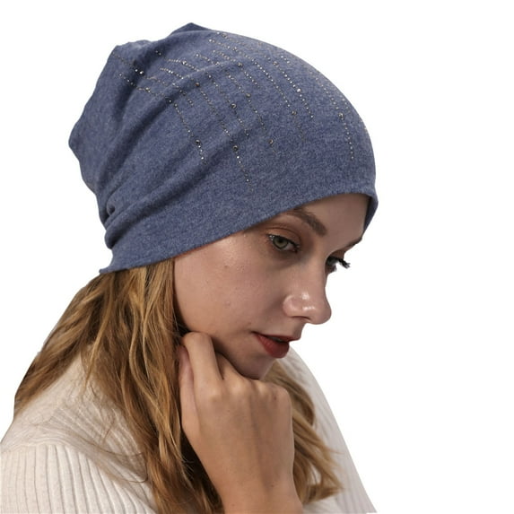 Clearance! Fdelink Beanie Hat Winter Hats Knitted Double Layer Hot Drill to Keep Warm Neutral Loose Lightweight Hip Hop Soft Cotton Casual Elastic Wool Hat Knitted Double Layer Hot Drill to Keep Warm