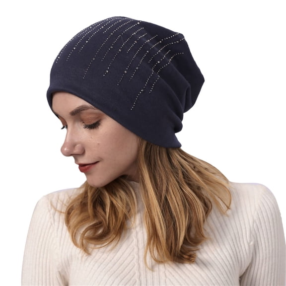 Clearance! Fdelink Beanie Hat Winter Hats Knitted Double Layer Hot Drill to Keep Warm Neutral Loose Lightweight Hip Hop Soft Cotton Casual Elastic Wool Hat Knitted Double Layer Hot Drill to Keep Warm