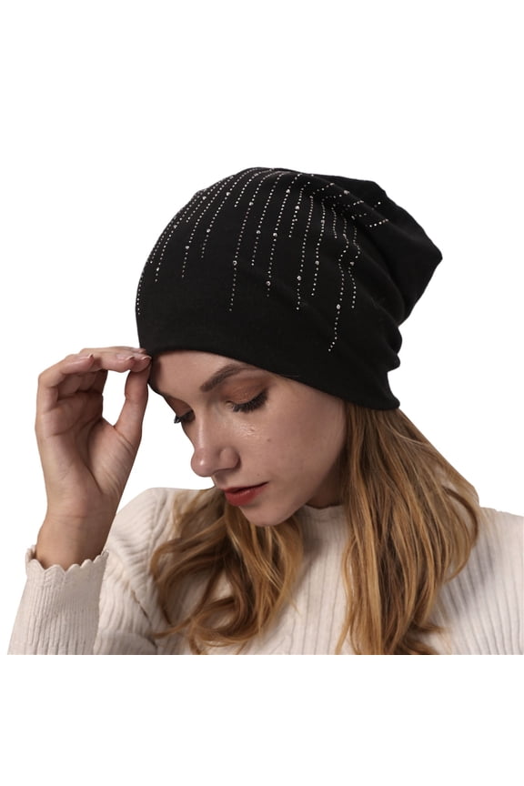 Clearance! Fdelink Beanie Hat Winter Hats Knitted Double Layer Hot Drill to Keep Warm Neutral Loose Lightweight Hip Hop Soft Cotton Casual Elastic Wool Hat Knitted Double Layer Hot Drill to Keep Warm