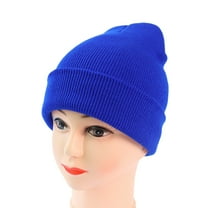 Clearance! Fdelink Beanie Hat Winter Hats Men's and Women's Knitting Pullover Hat Warm Wool Hat in Autumn and Winter Solid Fashion Knitting Hat Blue