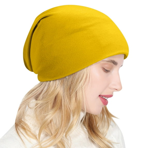 Clearance! Fdelink Beanie Hat Winter Hats Spring Cotton Slouchy for Men Women Cotton Warm Winter Hats for Ski Yellow