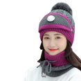 thumbnail image 1 of Clearance! Fdelink Beanie Hat Winter Hats Winter Solid Color Wool Hat Thickened Warm Ear Cold Knitted Hat Glove Scarf Three Piece Set Grey, 1 of 4
