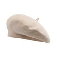 thumbnail image 1 of Clearance! Fdelink Beret Hat Winter Hats Lady Beret Autumn Winter Lightweight Breathable Fashion Solid Color Bonnet Beige, 1 of 3