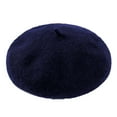 thumbnail image 1 of Clearance! Fdelink Beret Hat Winter Hats Women New Solid Color Adjustable Wool Beret Wool Warm Hat in Autumn and Winter Navy, 1 of 4