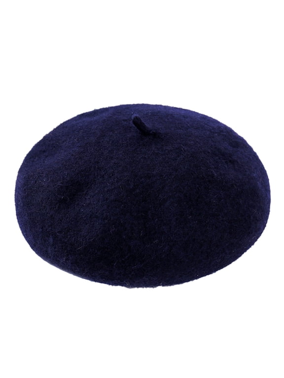 Clearance! Fdelink Beret Hat Winter Hats Women New Solid Color Adjustable Wool Beret Wool Warm Hat in Autumn and Winter Navy