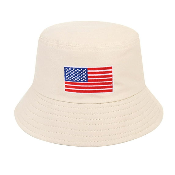 Clearance! Fdelink Bucket Hat Sun UV Protection Hat Mens and Womens Summer Fashion Casual Sun Protection Shade American Flag Stars and Stripes Go Out to Play Fisherman Hat Basin Hat Beige