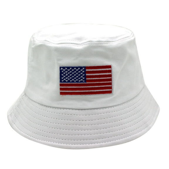 Clearance! Fdelink Bucket Hat Sun UV Protection Hat Mens and Womens Summer Fashion Casual Sun Protection Shade American Flag Stars and Stripes Go Out to Play Fisherman Hat Basin Hat White