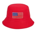 thumbnail image 1 of Clearance! Fdelink Bucket Hat Sun UV Protection Hat Mens and Womens Summer Fashion Casual Sun Protection Shade American Flag Stars and Stripes Go Out to Play Fisherman Hat Basin Hat Red, 1 of 2