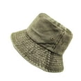 thumbnail image 1 of Clearance! Fdelink Bucket Hat Sun UV Protection Hat Unisex Washed Old Sunscreen Shade Solid Color Breathable Hole Hollow Denim Fisherman Hat Army Green, 1 of 2