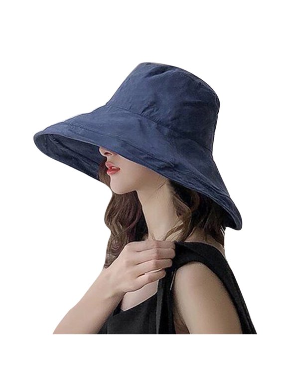 Clearance! Fdelink Bucket Hat Sun UV Protection Hat Women Japanese Foldable Solid Color Leides Fisherman Hat Elegant Beach Hat Navy