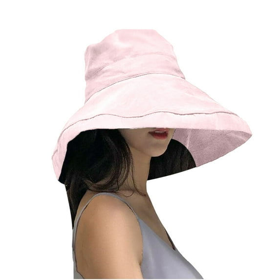 Clearance! Fdelink Bucket Hat Sun UV Protection Hat Women Japanese Foldable Solid Color Leides Fisherman Hat Elegant Beach Hat Pink