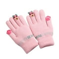 thumbnail image 1 of Clearance! Fdelink Children Baby Boys Girls Winter Warm Skiing Gloves Kids Cartoon Bear Knitted Full Finger Mittens Gloves, the Outfits (Pink), 1 of 4